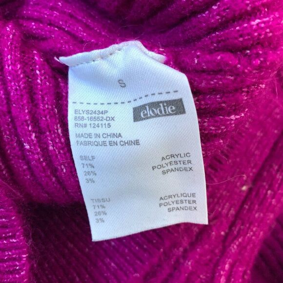 Nordstrom Elodie Fuchsia Fuzzy Crewneck Rib Knit Sweater Women's Size S - Picture 6 of 7